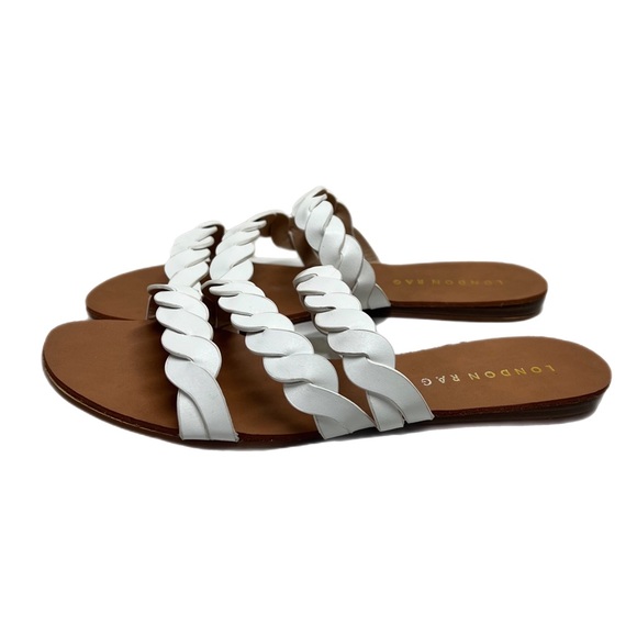 London Rag 1385 Women's White Braided 3 Strap Flat Sandals Size 7 - Picture 3 of 4